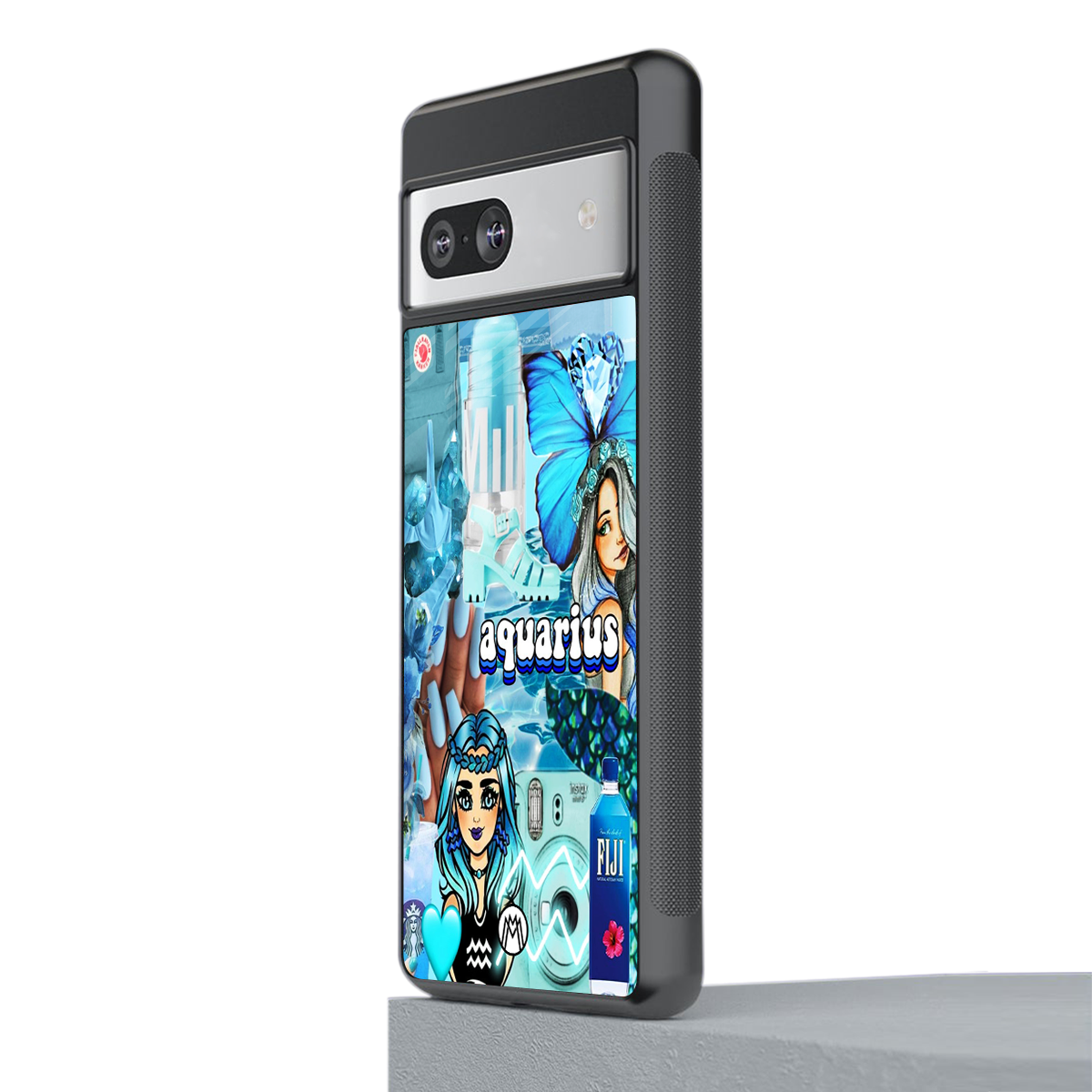 aquarius aesthetic collage back phone cover | glass case for Google Pixel 7