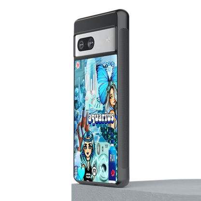 aquarius aesthetic collage back phone cover | glass case for Google Pixel 7