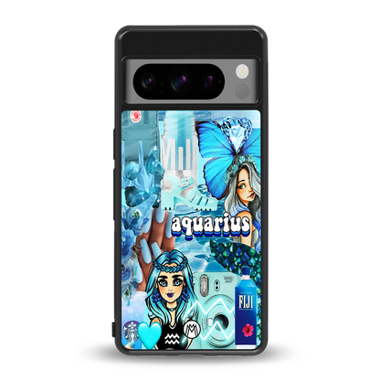 aquarius aesthetic collage back phone cover | glass case for google pixel 8 pro