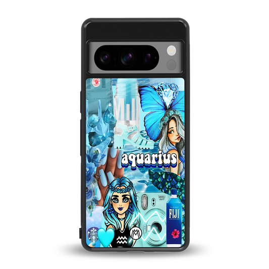 aquarius aesthetic collage back phone cover | glass case for google pixel 8 pro