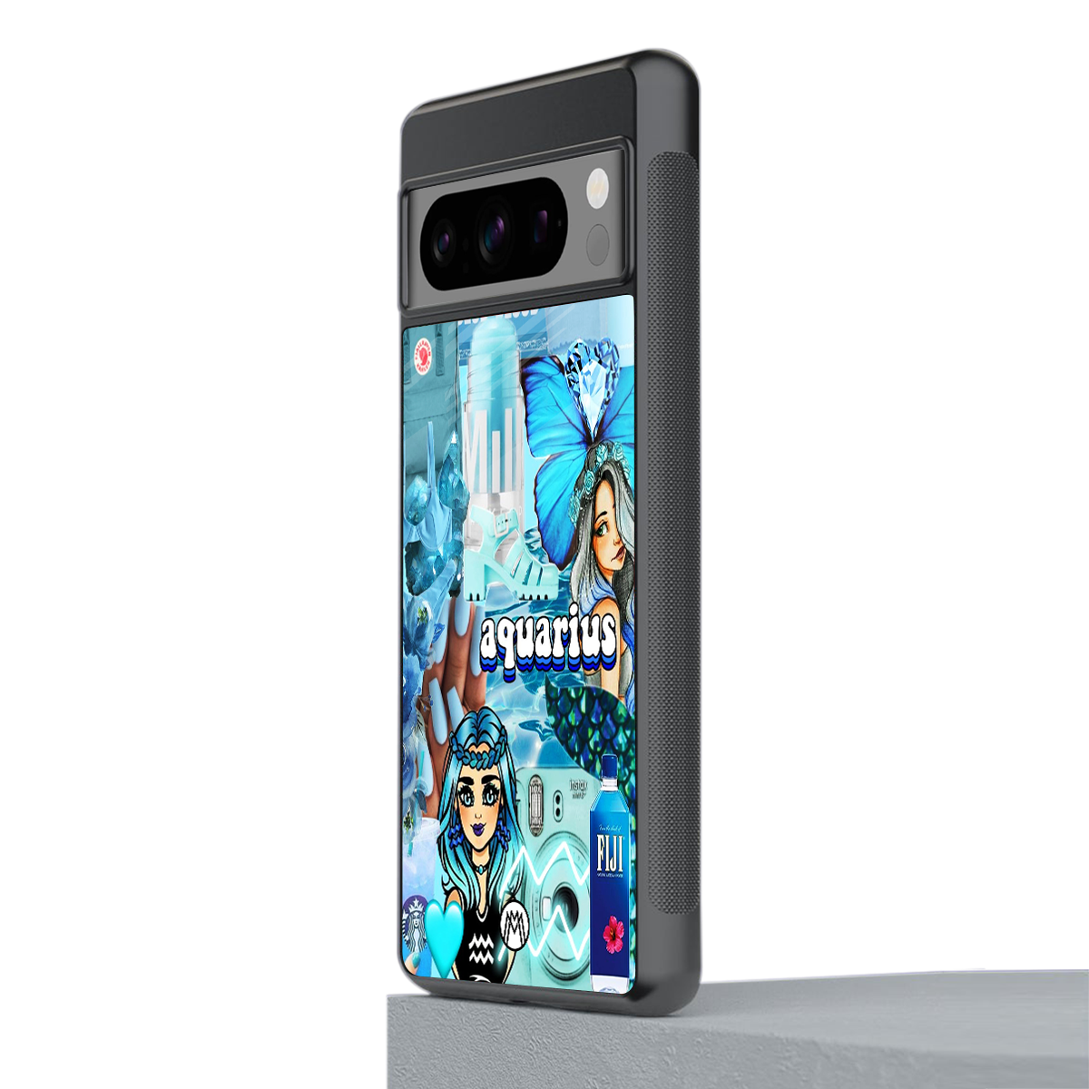 aquarius aesthetic collage back phone cover | glass case for google pixel 8 pro