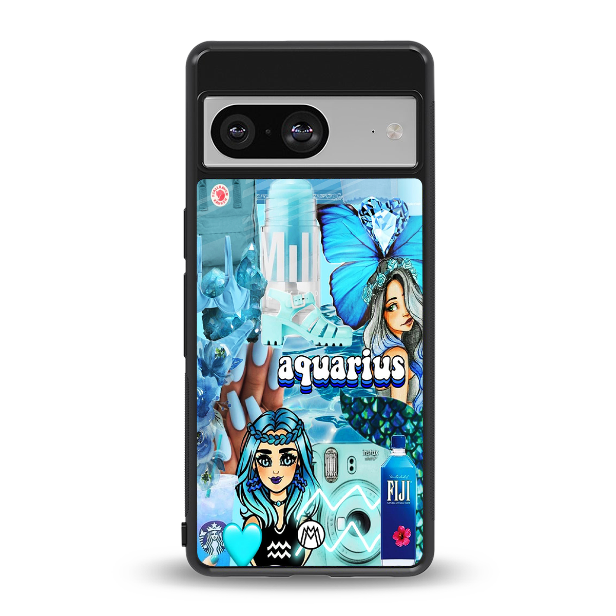 aquarius aesthetic collage back phone cover | glass case for Google Pixel 8