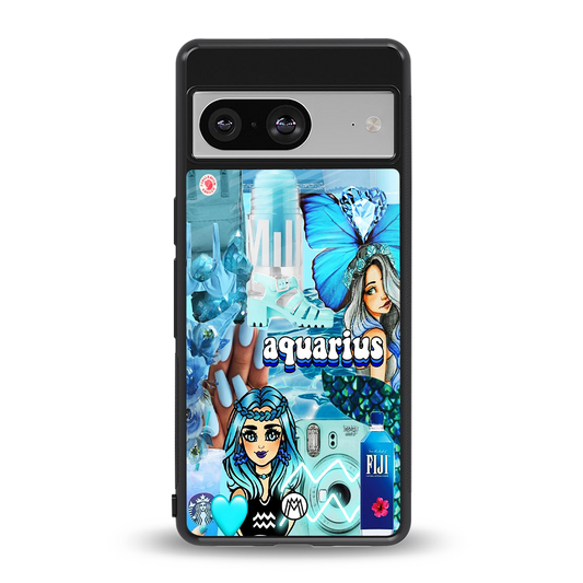 aquarius aesthetic collage back phone cover | glass case for Google Pixel 8
