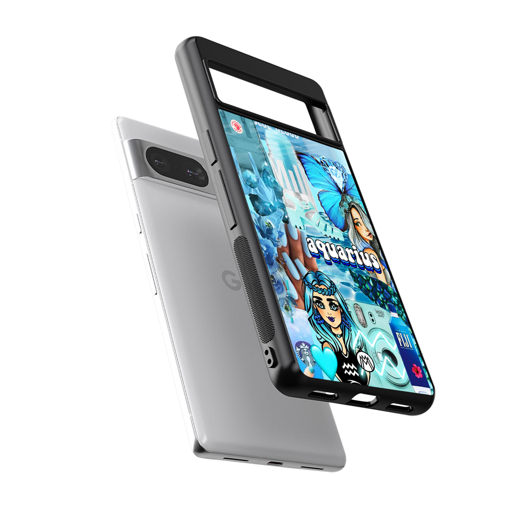 aquarius aesthetic collage back phone cover | glass case for Google Pixel 8