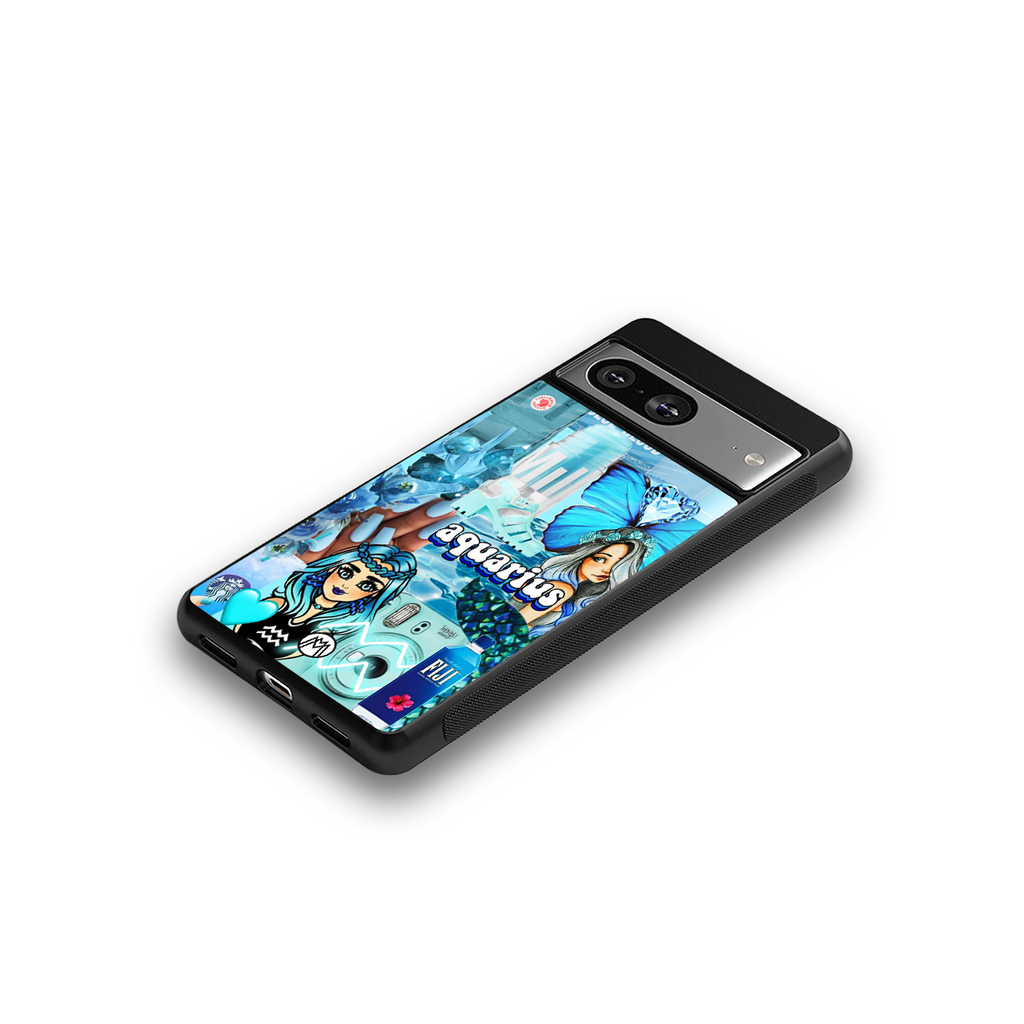 aquarius aesthetic collage back phone cover | glass case for Google Pixel 8