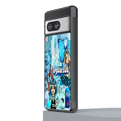 aquarius aesthetic collage back phone cover | glass case for Google Pixel 8