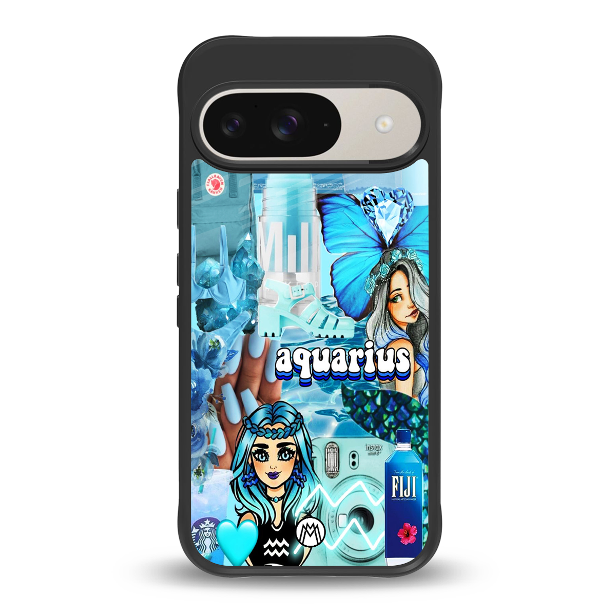 aquarius aesthetic collage back phone cover | glass case for google pixel 9