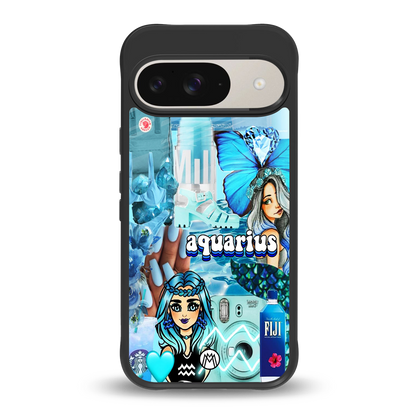 aquarius aesthetic collage back phone cover | glass case for google pixel 9