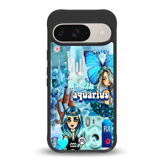 aquarius aesthetic collage back phone cover | glass case for google pixel 9