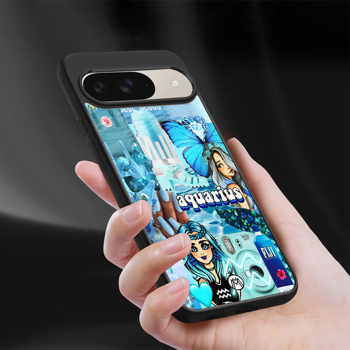 aquarius aesthetic collage back phone cover | glass case for google pixel 9