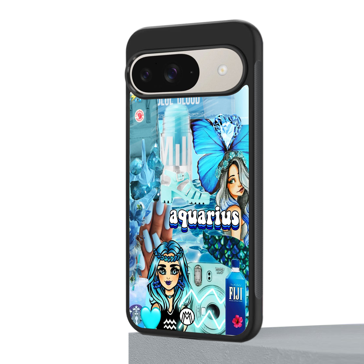 aquarius aesthetic collage back phone cover | glass case for google pixel 9