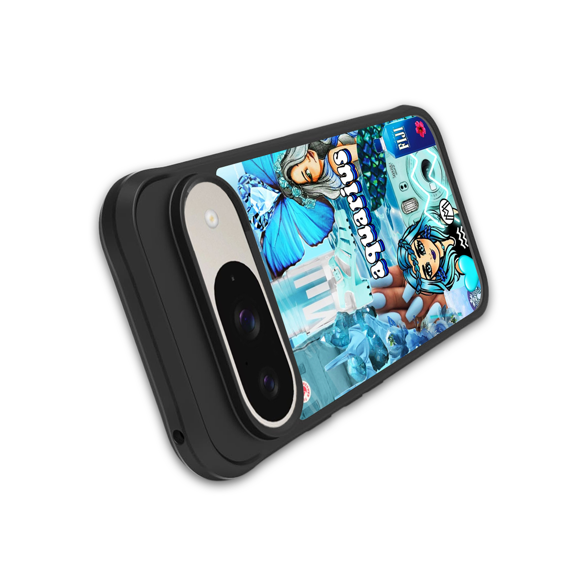 aquarius aesthetic collage back phone cover | glass case for google pixel 9