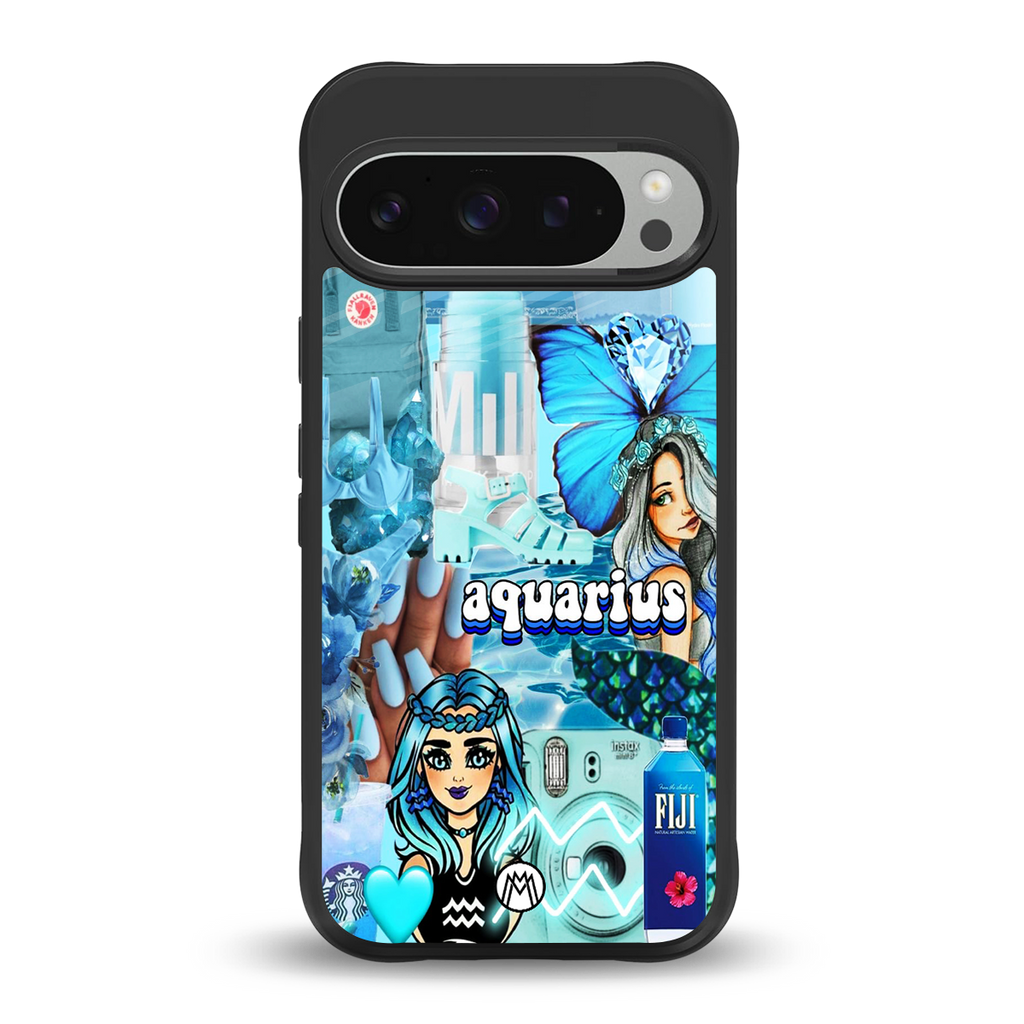 aquarius aesthetic collage back phone cover | glass case for google pixel 9 pro