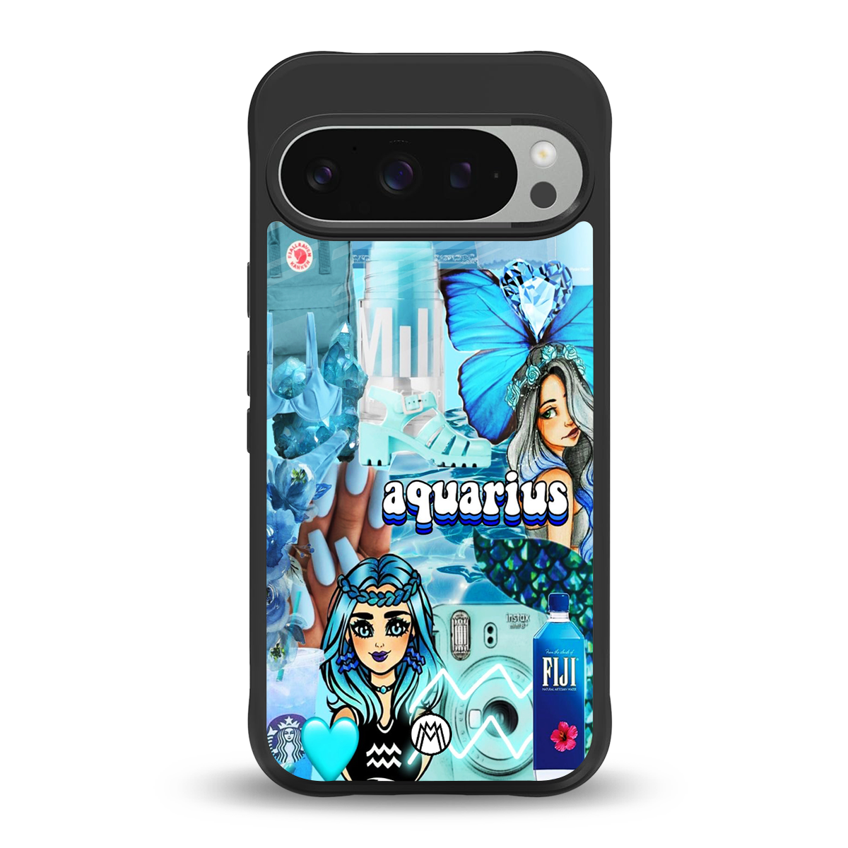 aquarius aesthetic collage back phone cover | glass case for google pixel 9 pro xl