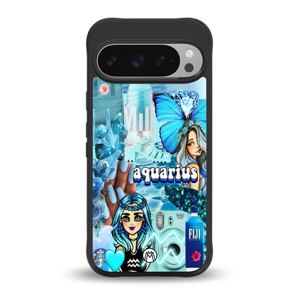 aquarius aesthetic collage back phone cover | glass case for google pixel 9 pro xl