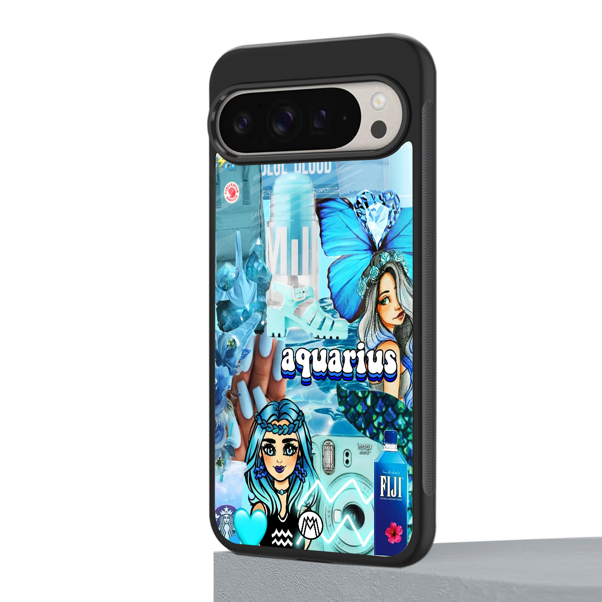 aquarius aesthetic collage back phone cover | glass case for google pixel 9 pro