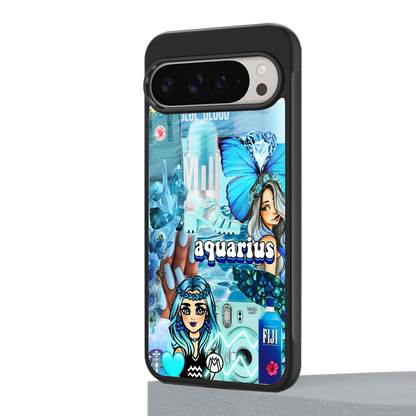 aquarius aesthetic collage back phone cover | glass case for google pixel 9 pro xl