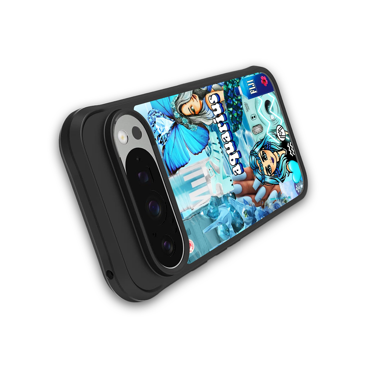 aquarius aesthetic collage back phone cover | glass case for google pixel 9 pro xl