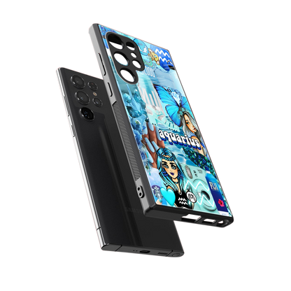 aquarius aesthetic collage back phone cover | glass case for samsung galaxy s24 ultra