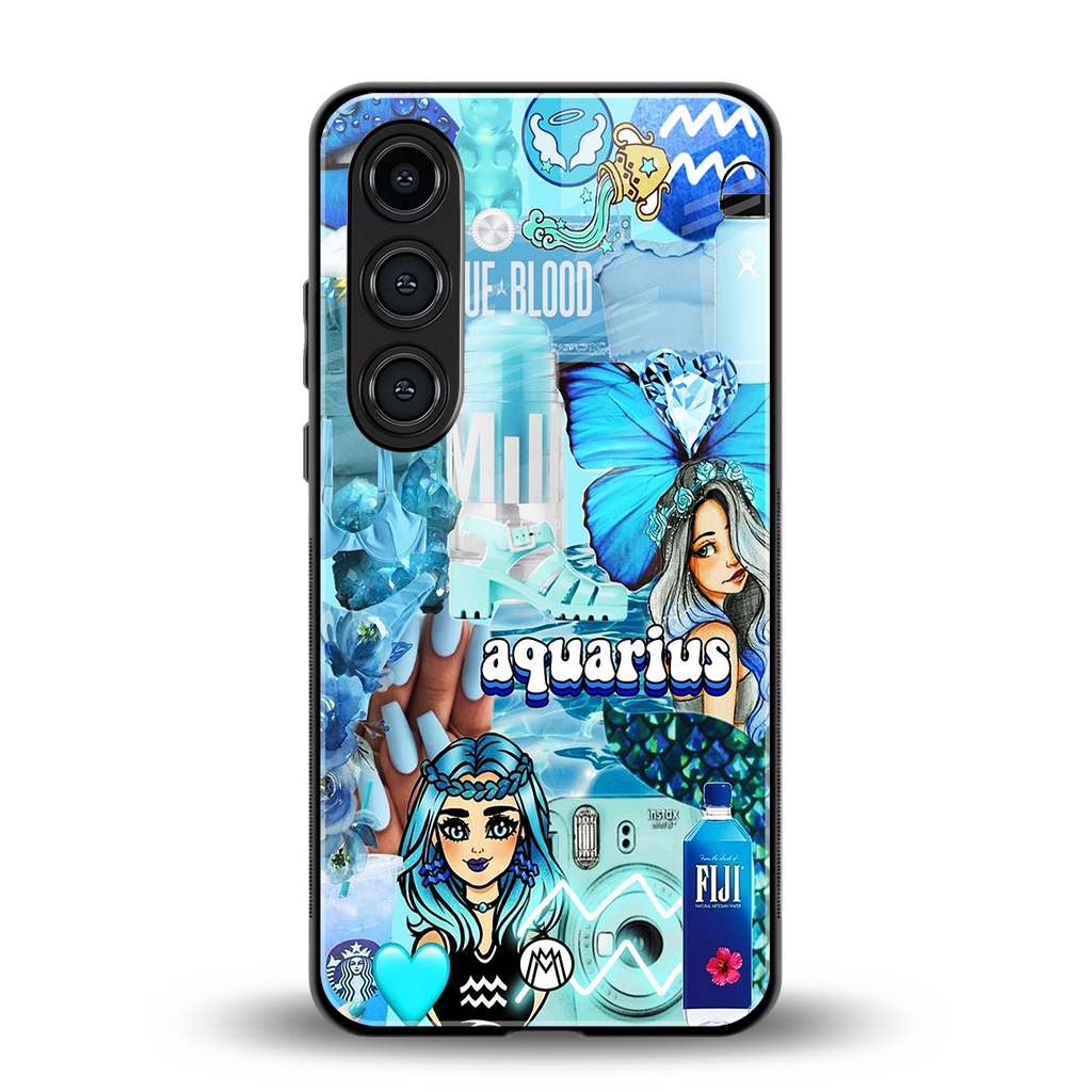 aquarius aesthetic collage back phone cover | glass case for samsung galaxy s24