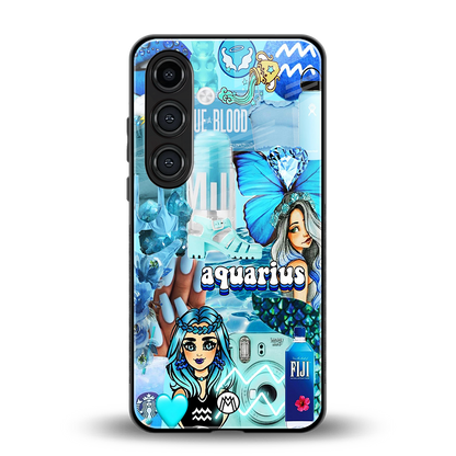 aquarius aesthetic collage back phone cover | glass case for samsung galaxy s24 fe