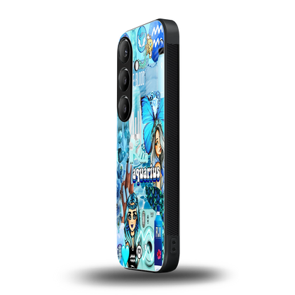 aquarius aesthetic collage back phone cover | glass case for samsung galaxy s24 fe