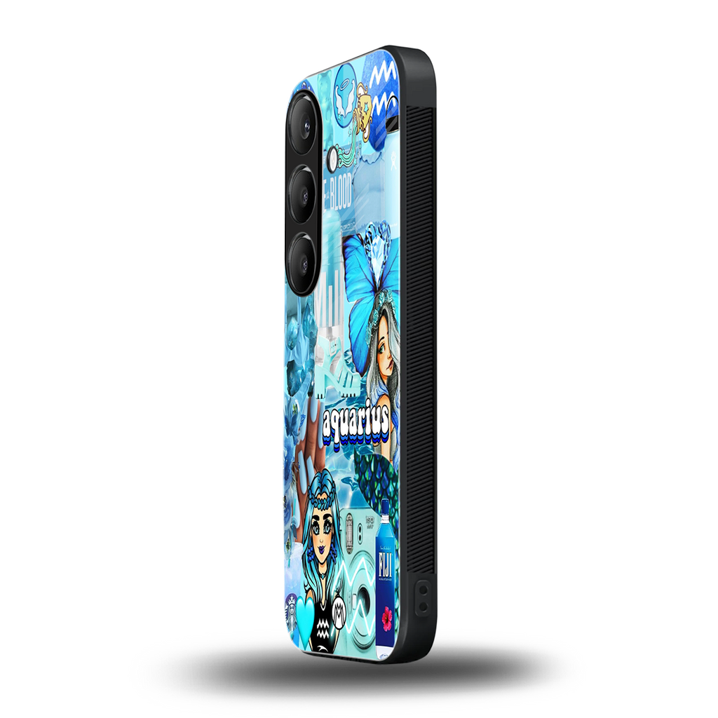 aquarius aesthetic collage back phone cover | glass case for samsung galaxy s25