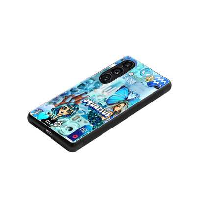 aquarius aesthetic collage back phone cover | glass case for samsung galaxy s24 fe