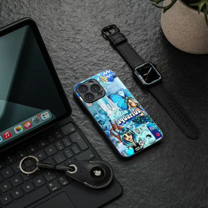 aquarius aesthetic collage back phone cover | glass case for iphone 15 plus
