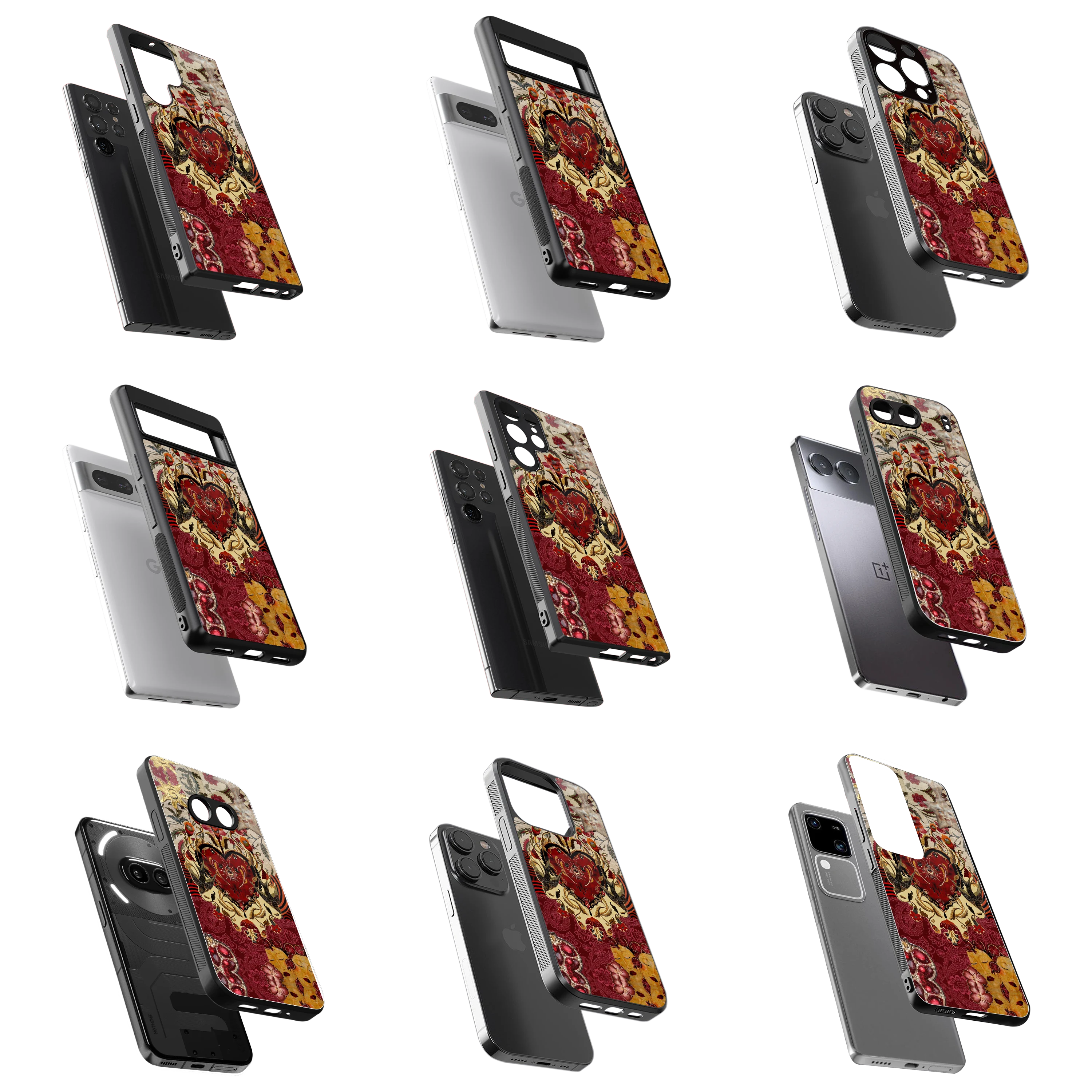 Durable Glass Back Mobile Case for iPhone, Samsung, OnePlus, Google Pixel, Redmi, Vivo, Oppo