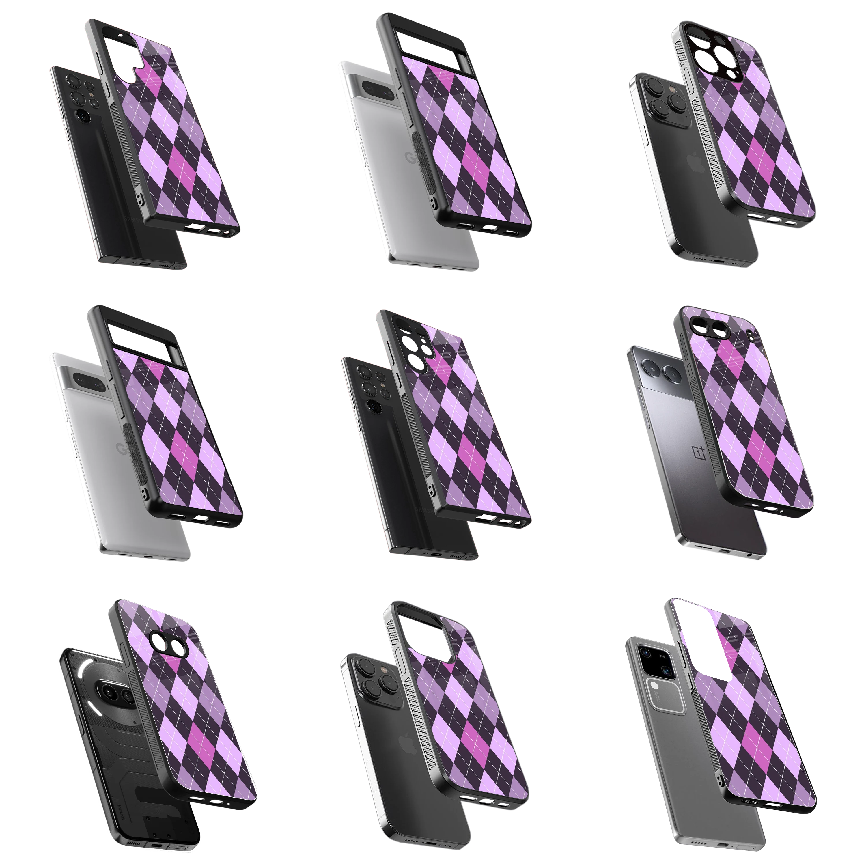 Durable Glass Back Mobile Case for iPhone, Samsung, OnePlus, Google Pixel, Redmi, Vivo, Oppo