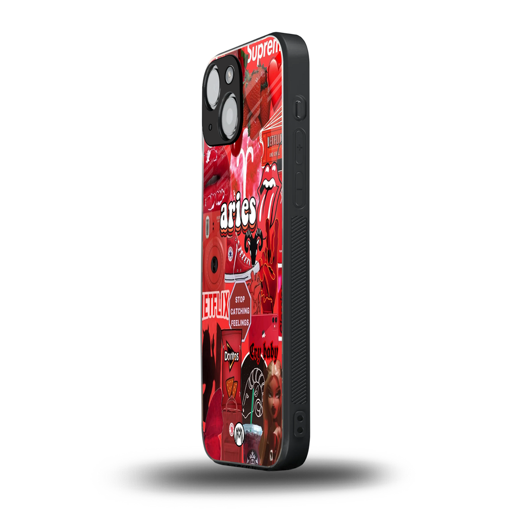 aries aesthetic collage back phone cover | glass case for iphone 13 mini