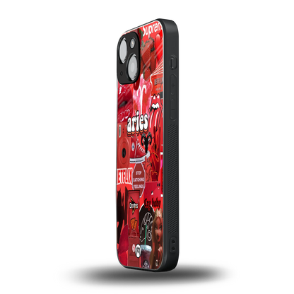 aries aesthetic collage back phone cover | glass case for iphone 13 mini