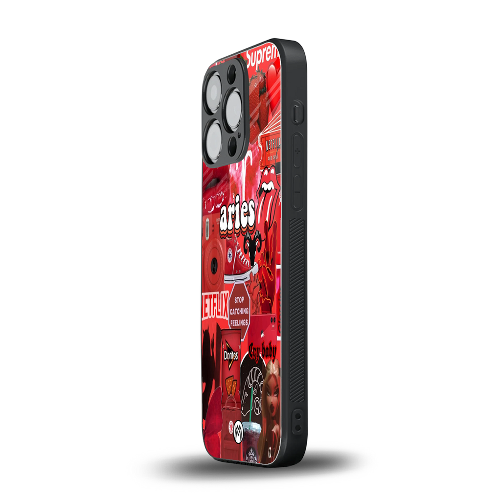 aries aesthetic collage back phone cover | glass case for iphone 13 pro