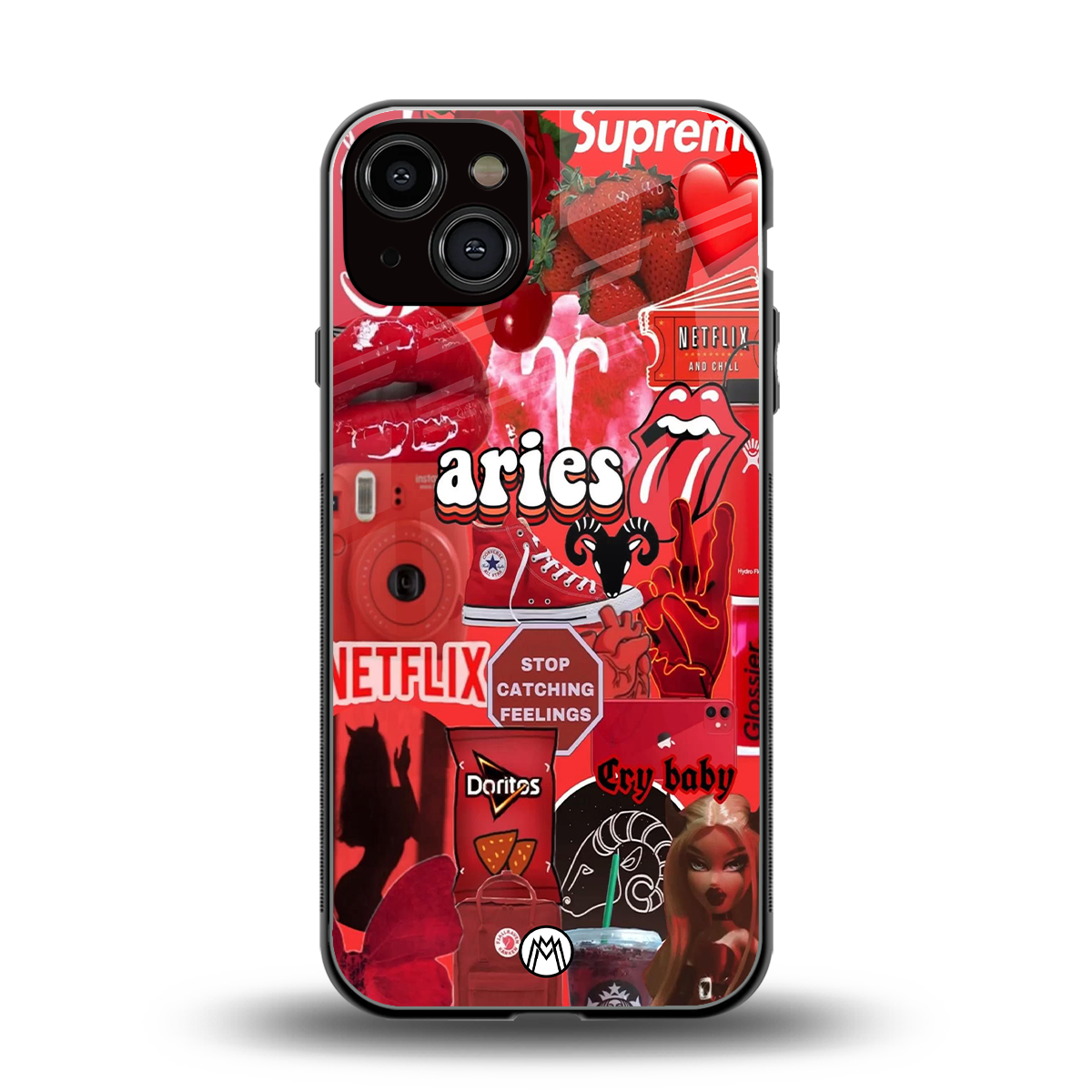 aries aesthetic collage back phone cover | glass case for iphone 13