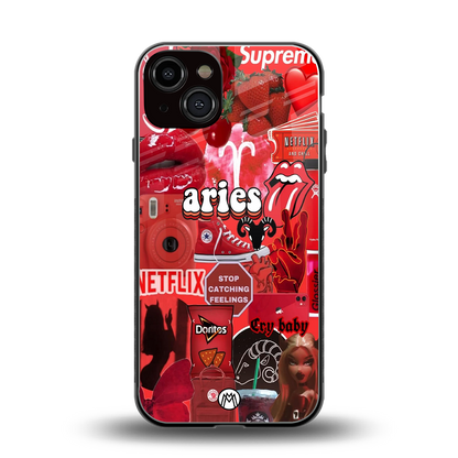aries aesthetic collage back phone cover | glass case for iphone 13