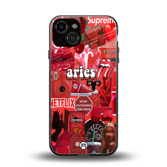aries aesthetic collage back phone cover | glass case for iphone 13