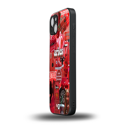 aries aesthetic collage back phone cover | glass case for iphone 15 plus