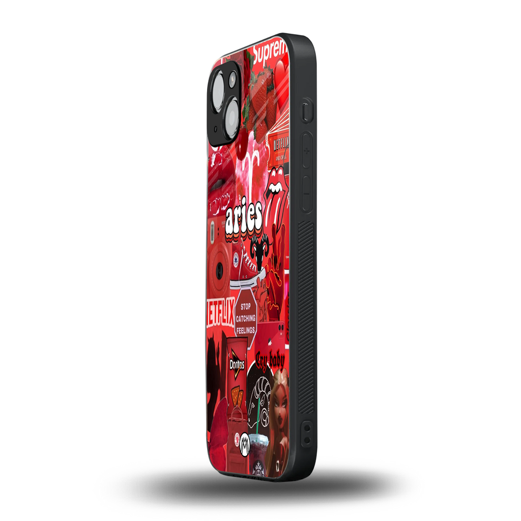 aries aesthetic collage back phone cover | glass case for iphone 14 plus