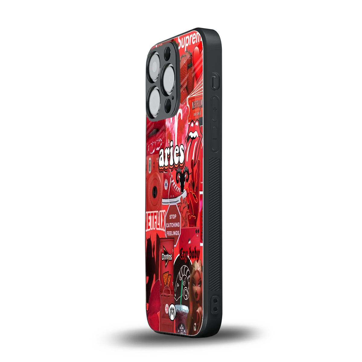 aries aesthetic collage back phone cover | glass case for iphone 15 pro