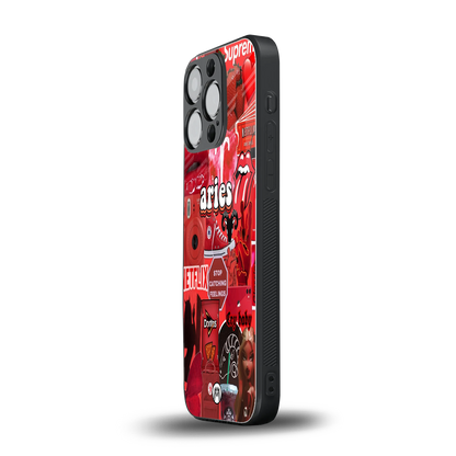 aries aesthetic collage back phone cover | glass case for iphone 15 pro