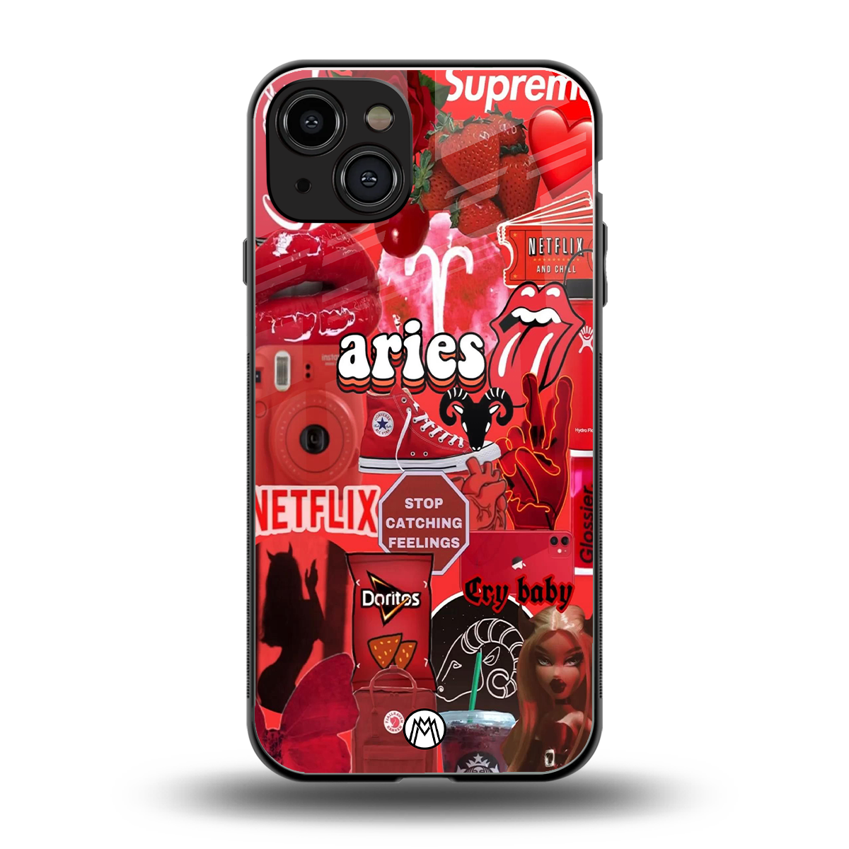 aries aesthetic collage back phone cover | glass case for iphone 15