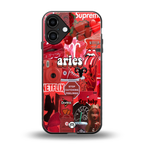aries aesthetic collage back phone cover | glass case for iphone 16 plus