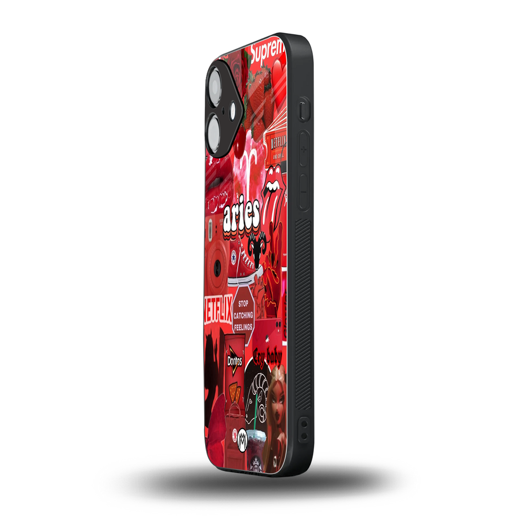 aries aesthetic collage back phone cover | glass case for iphone 16 plus