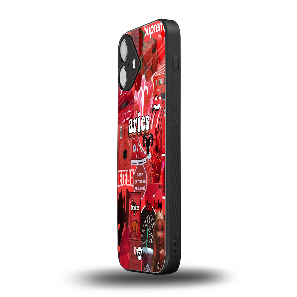 aries aesthetic collage back phone cover | glass case for iphone 16 plus