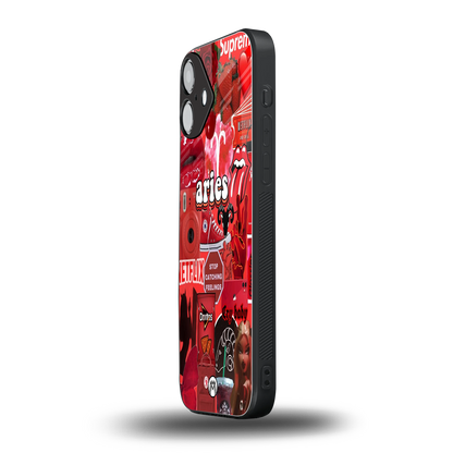 aries aesthetic collage back phone cover | glass case for iphone 16 plus
