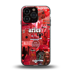 aries aesthetic collage back phone cover | glass case for iphone 16 pro