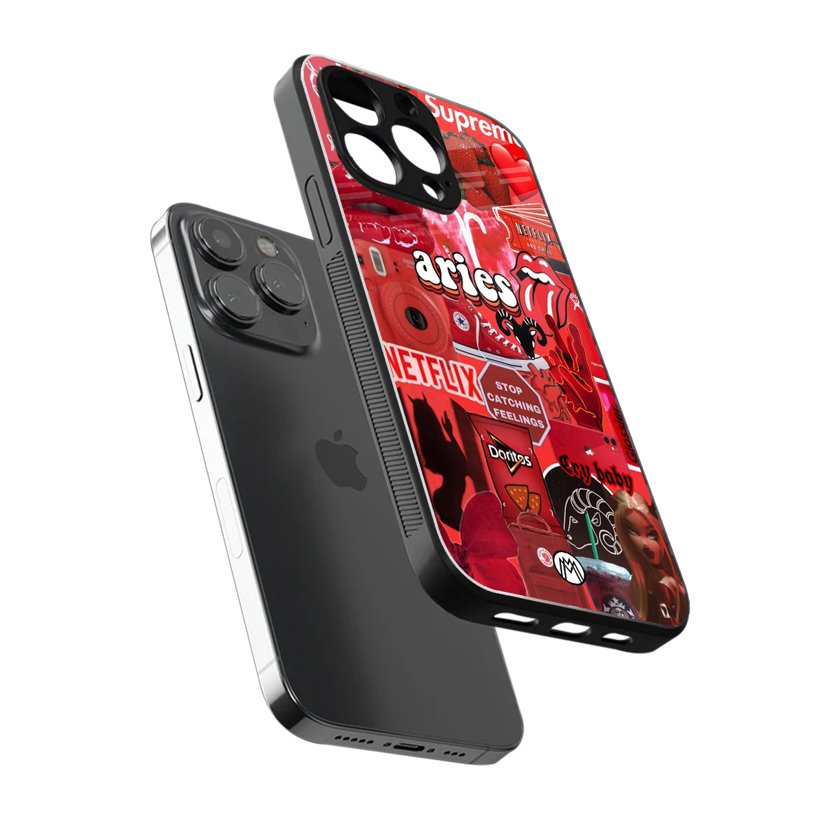 aries aesthetic collage back phone cover | glass case for iphone 16 pro