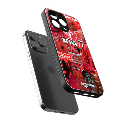aries aesthetic collage back phone cover | glass case for iphone 16 pro