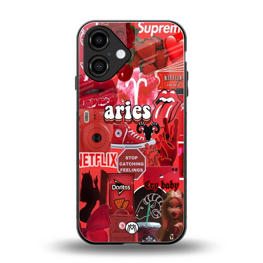 aries aesthetic collage back phone cover | glass case for iphone 16